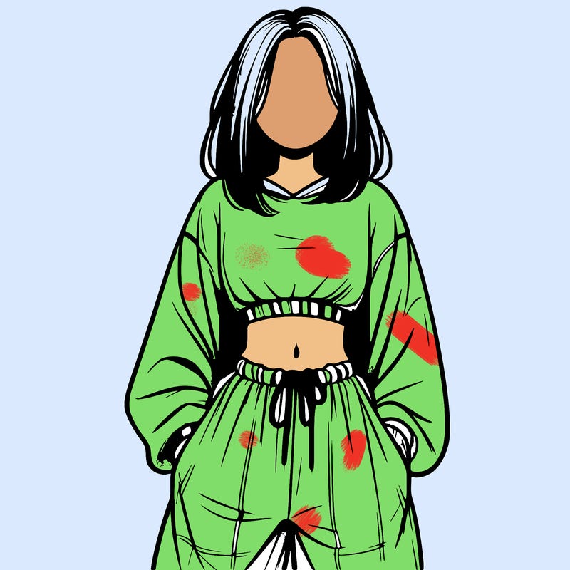 realistic girl faceless with baggy pants and a crop top