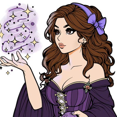 realistic women sorcerer using magic