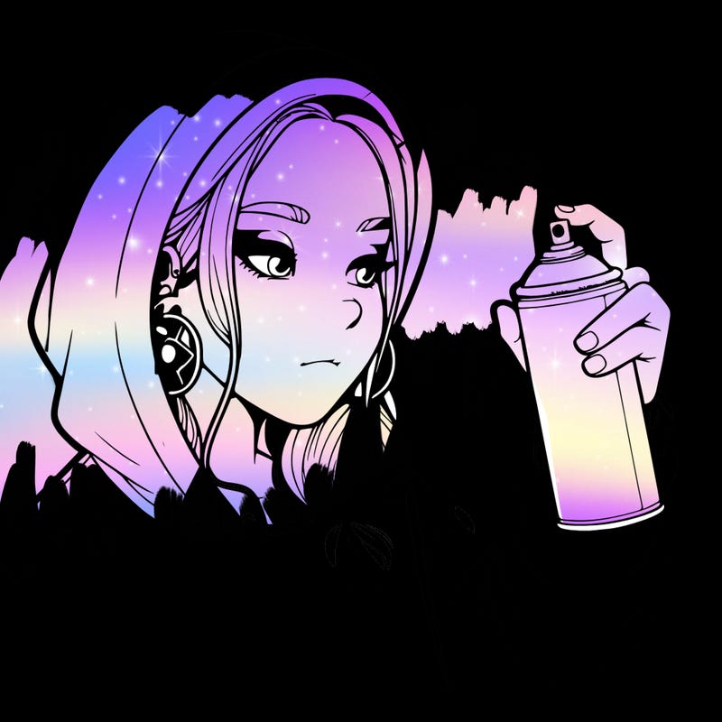 a realistic girl, spray painting