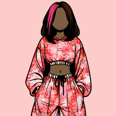 realistic girl faceless with baggy pants and a crop top