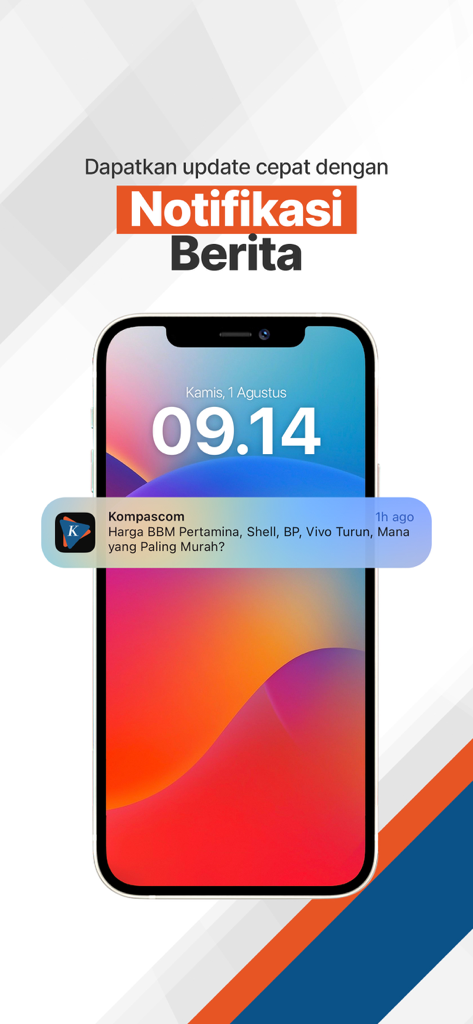 KOMPAS.com: Berita Terpercaya - Pantalla de bloqueo del smartphone mostrando una notificación de última hora de la aplicación KOMPAS.com