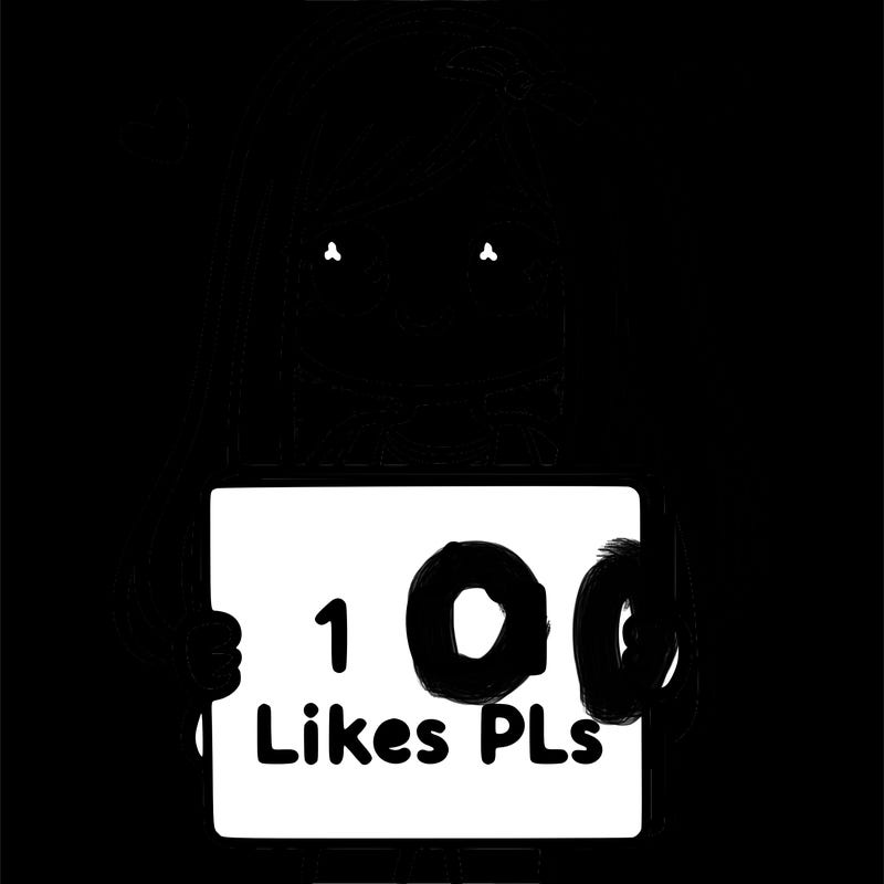 girl holding a sign saying 10 likes pls