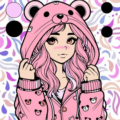 realistic girl in a animal pjs hoodie