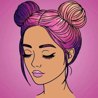 woman with hair buns