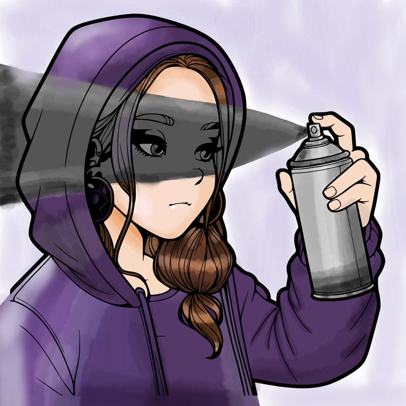 a realistic girl, spray painting