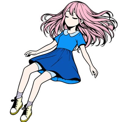 realistic girl floating