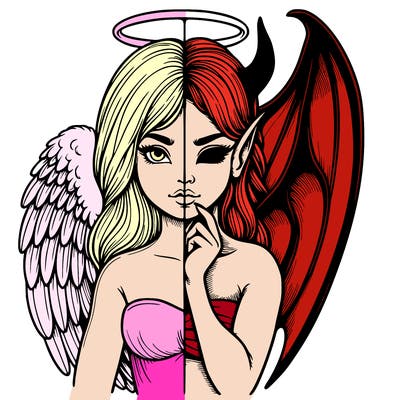 realistic angel half demon