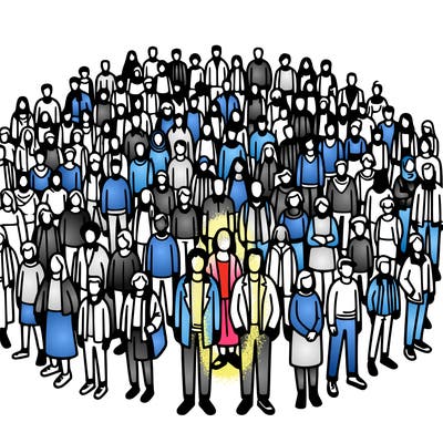 people in a big group