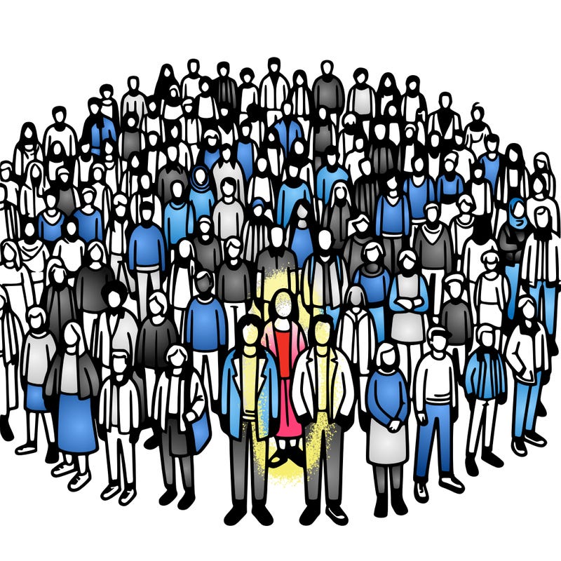 people in a big group