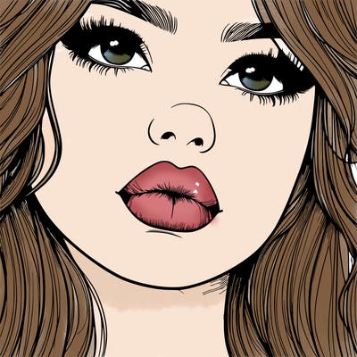 really realistic girl with lips