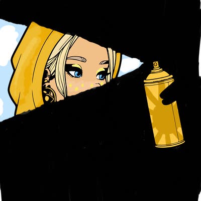 a realistic girl, spray painting