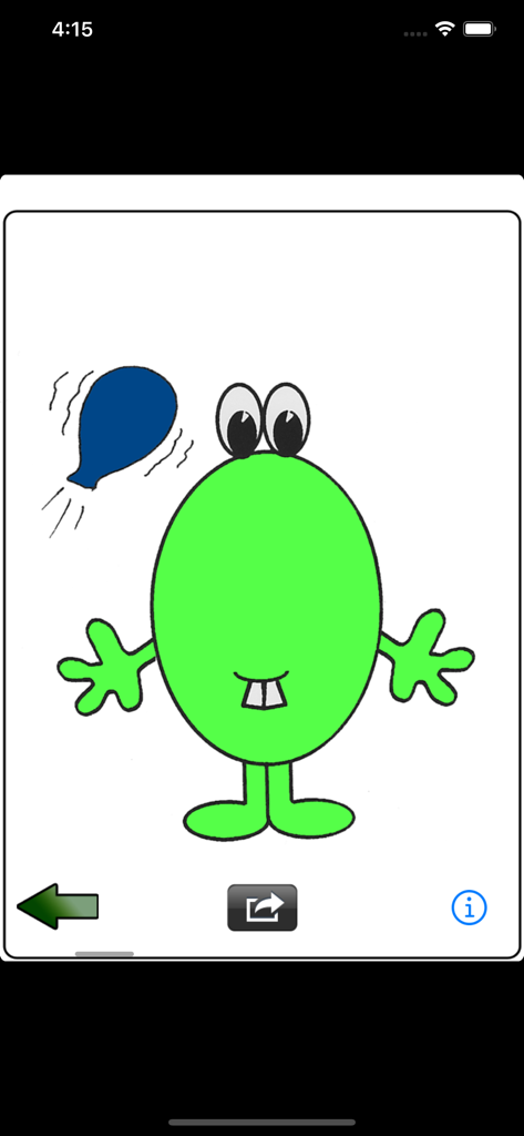 Bigmouth Sounds - A light green cartoon character from the Bigmouth Sounds app with a blue balloon visual cue representing a voiceless speech sound