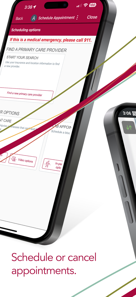 UCHealth app screen for scheduling or canceling medical appointments