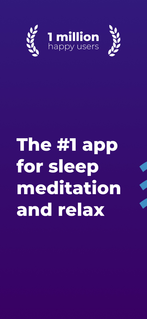 Sleep & Meditation with Zendo - Werbebildschirm für die Zendo-App, der eine Million zufriedene Nutzer und die Top-Platzierung für Schlafmeditation und Entspannung zeigt.