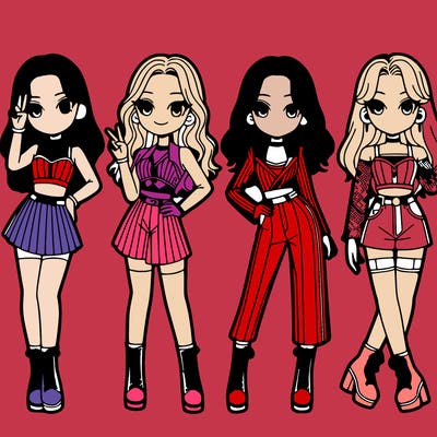 4 korean k-pop girls