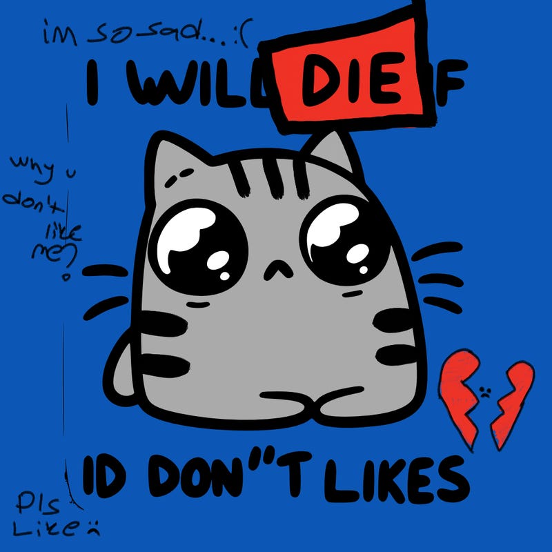 a cat that will die if we don’t get 10 likes