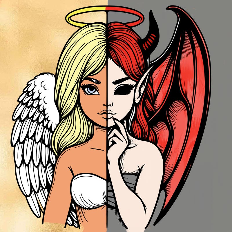 realistic angel half demon