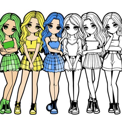 a group of girls realistic