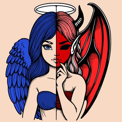 realistic angel half demon