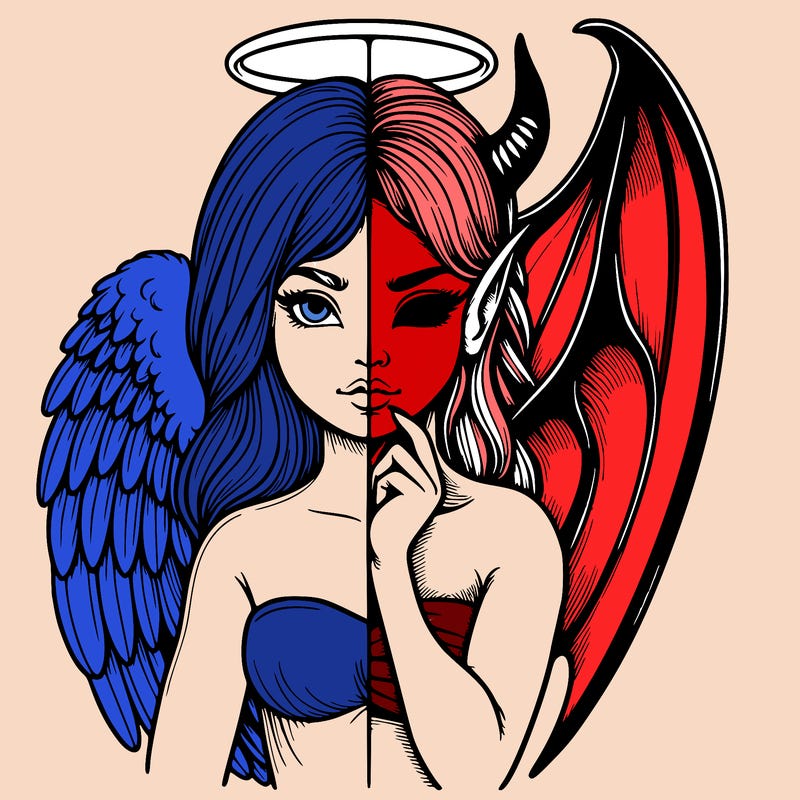 realistic angel half demon