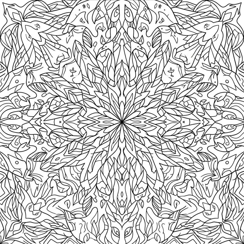 Explore a captivating world of symmetrical beauty with this Kaleidoscope Birds coloring page, designed specifically for creative teens. Dive into intricate avian patterns that promise hours of engaging artistic expression and relaxation.