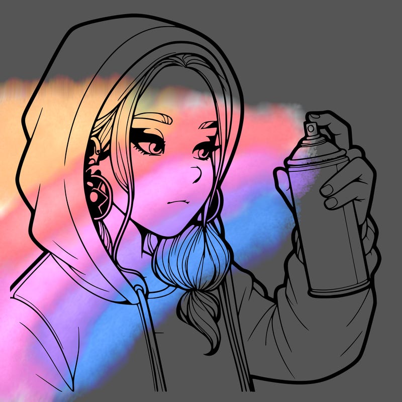 a realistic girl, spray painting