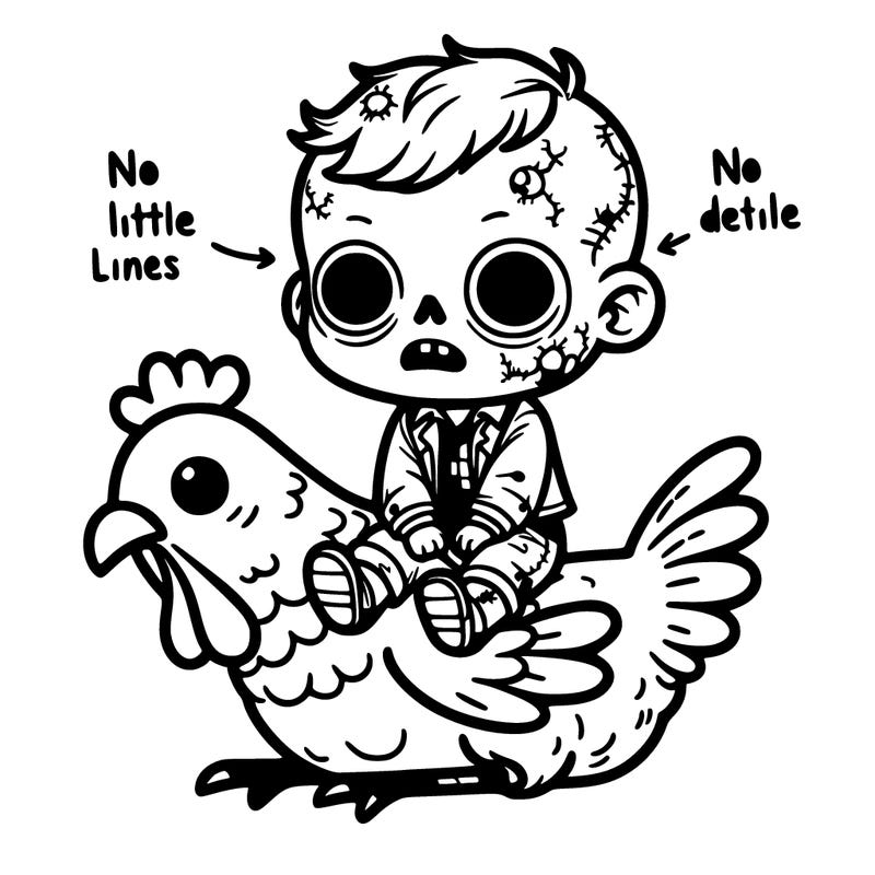 show me a picture of a baby zombie sitting on a chicken