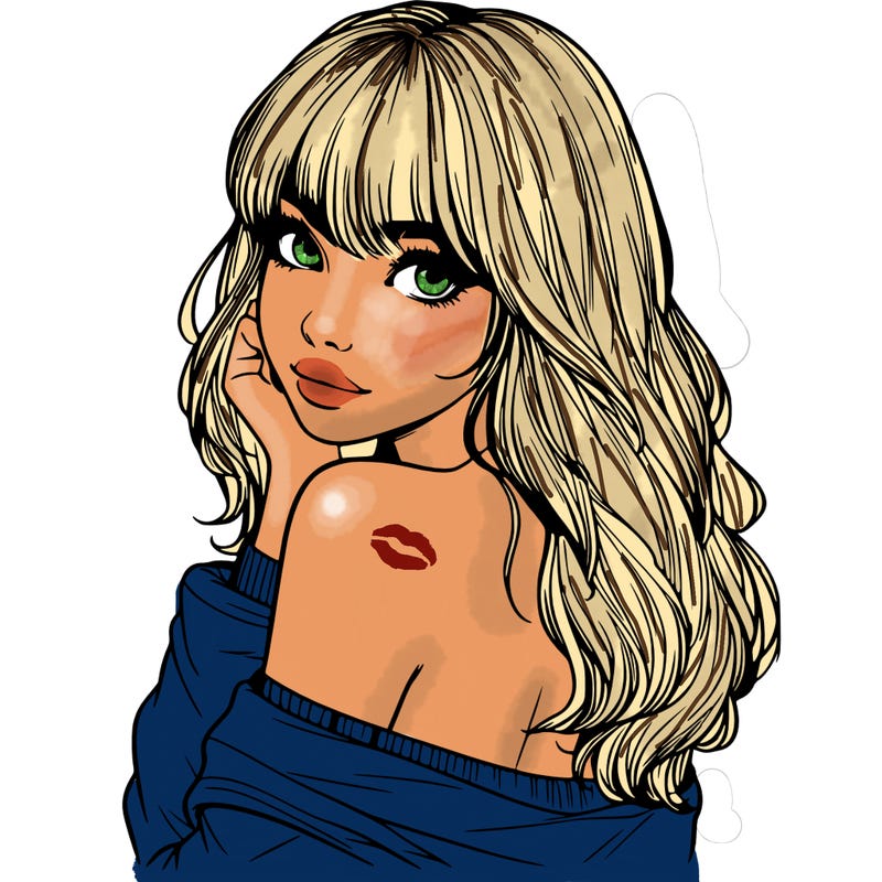 realistic girl with bangs looking over her shoulder