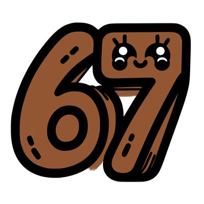 the numbers 67