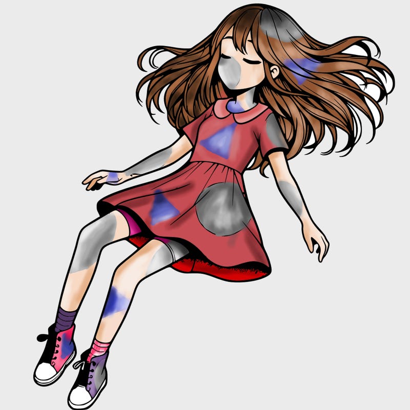 realistic girl floating