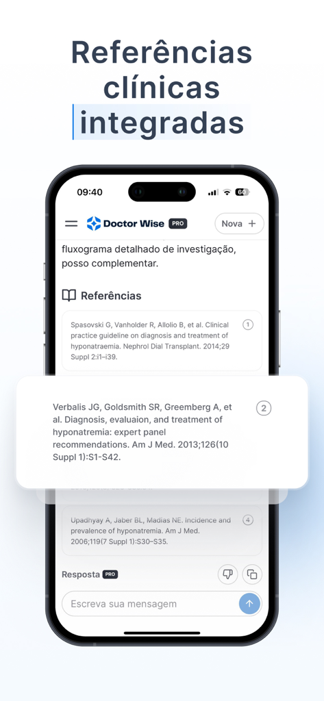 Doctor Wise - Doctor Wise app interface showing integrated clinical references and bibliographic citations