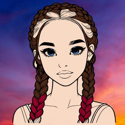 realistic girl with braids