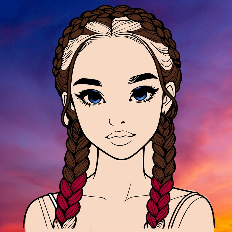 realistic girl with braids