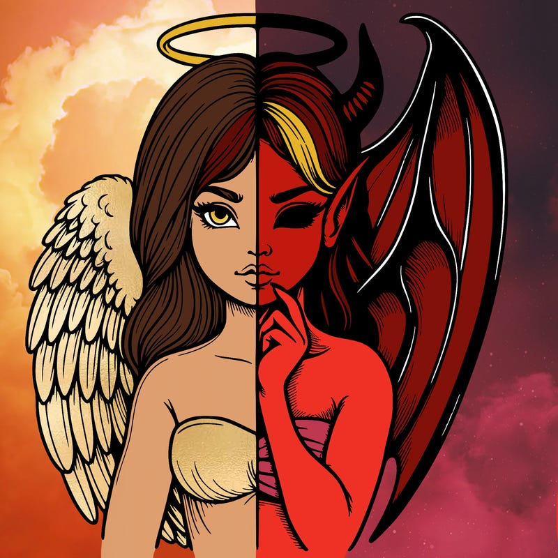 realistic angel half demon