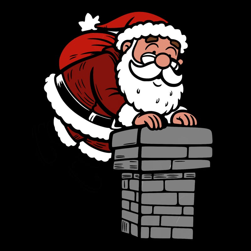 santa climbing down a chimney