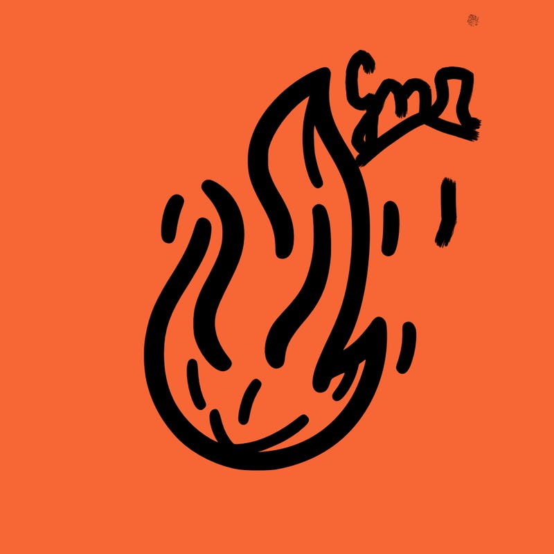 coloring page with a simple flame