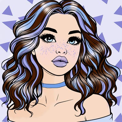 realistic girl with wavy hair and lips