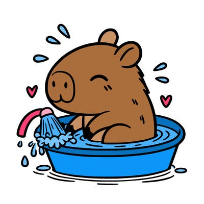 capybara taking a bath