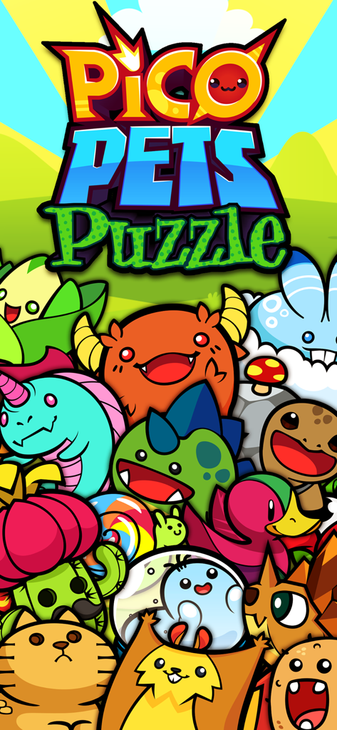 Pico Pets Puzzle - Pico Pets Puzzle game logo featuring a diverse collection of colorful cartoon monsters