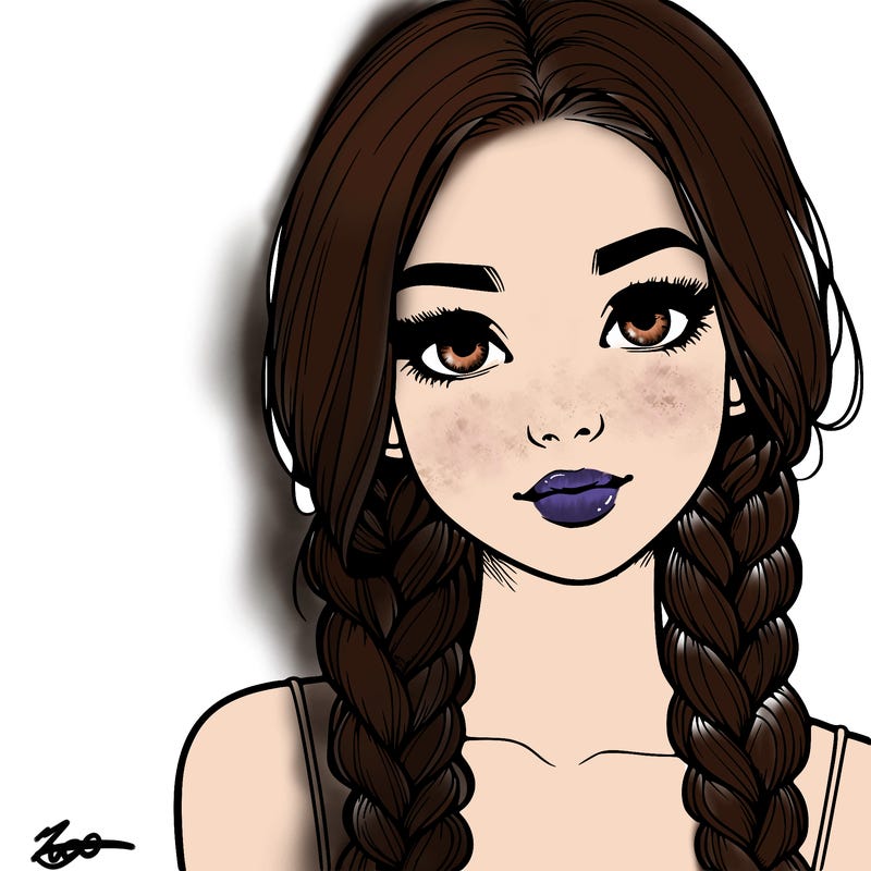realistic girl with braids