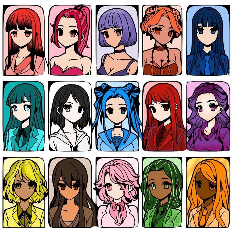 girls that look diffrent anime