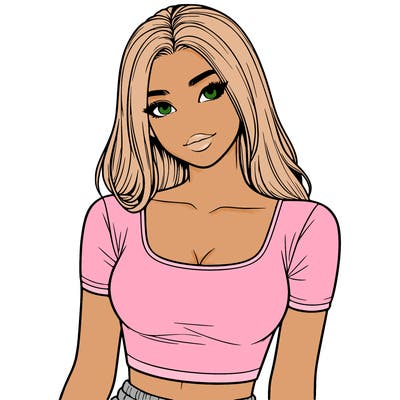realistic girl with crop top