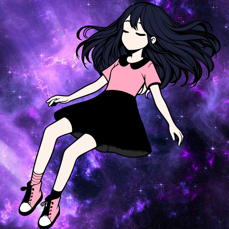 realistic girl floating