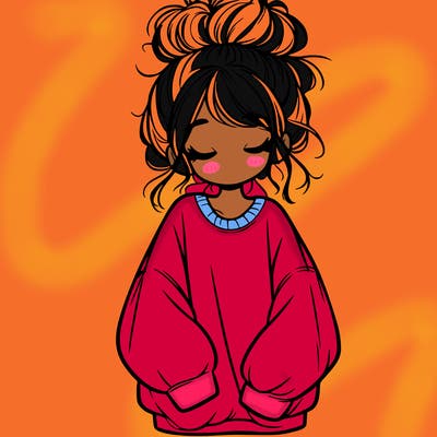 girl with baggy sweatshirt and messy bun