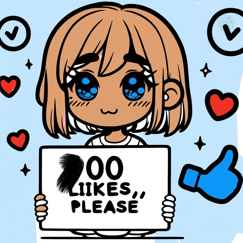 a girl with a sign saying 100 likes, please
