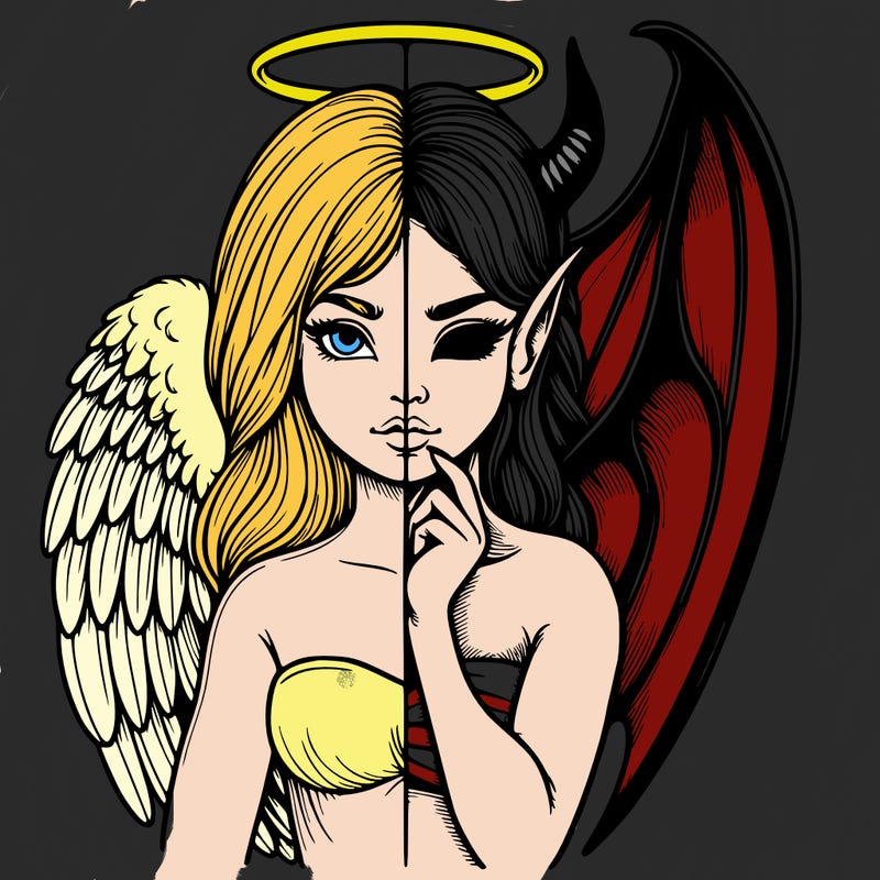 realistic angel half demon