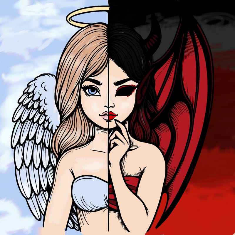 realistic angel half demon