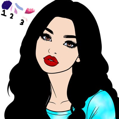realistic girl with hair on her hair and lips