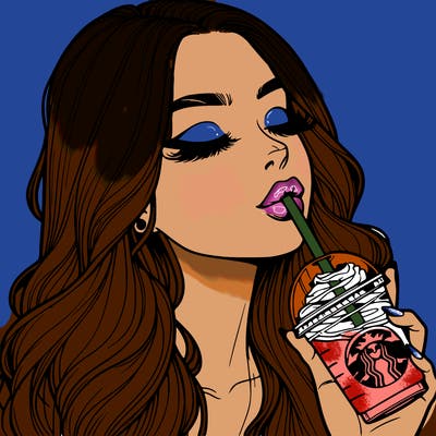 realistic girl drinking starbucks