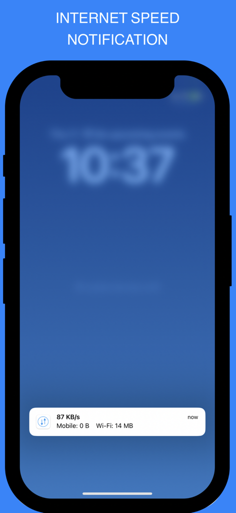 InternetMeter & speed monitor - iPhoneのロック画面に表示されるリアルタイムインターネット速度通知バナー